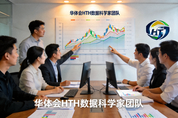 华体会HTH数据科学家团队在会议室分析体育数据趋势图的工作场景