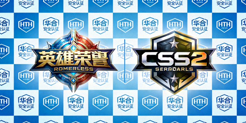 热门电竞游戏英雄联盟与CS2赛事Logo并列，背景为华体会HTH安全认证标志