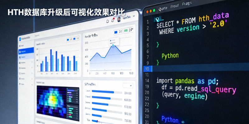 数据图表与代码界面，展示HTH数据库升级后的可视化效果